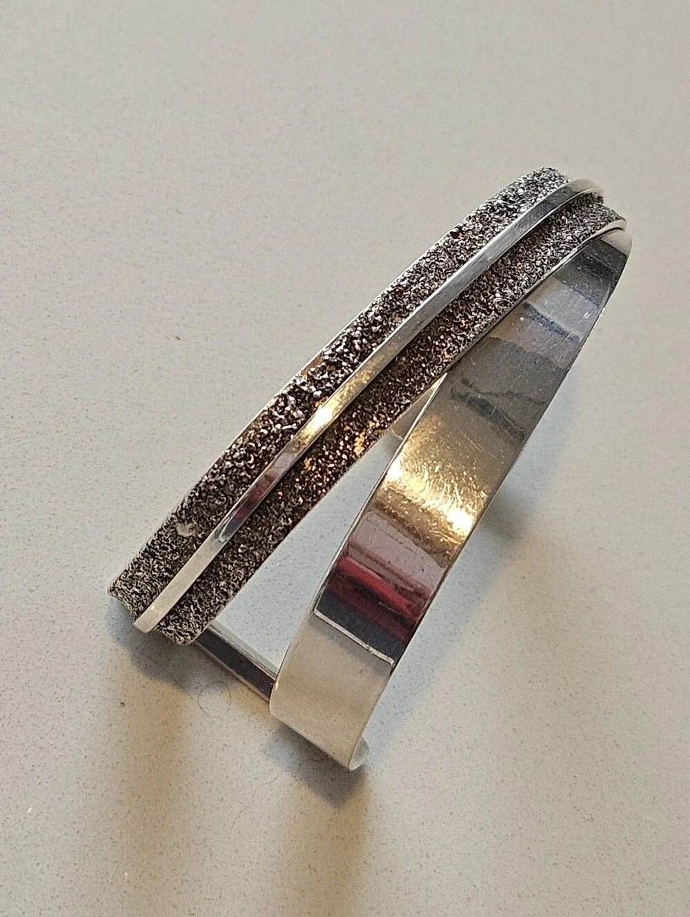 Vintage 1989 Rainstar Navajo Modernist Sterling Silver Cuff Bracelet